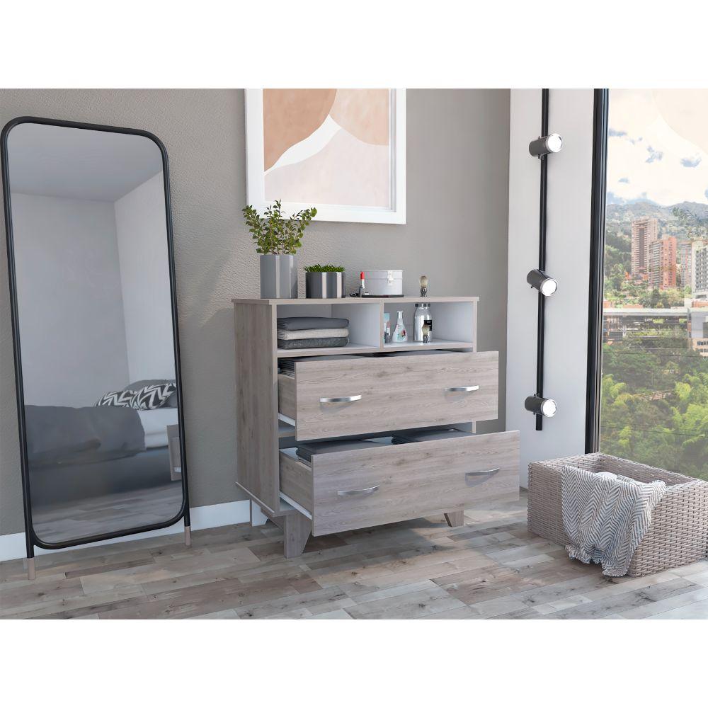 Organizador Malora Humo Y Blanco, Con Un Entrepaño Y Dos Cajones Multiusos