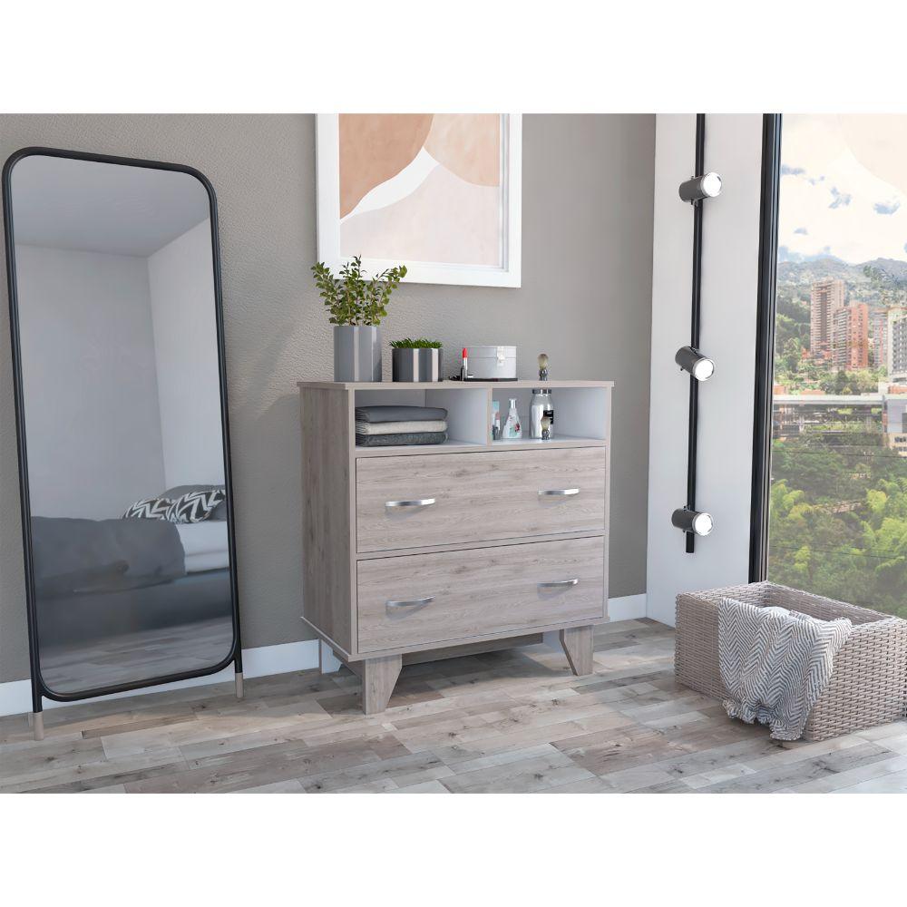 Organizador Malora Humo Y Blanco, Con Un Entrepaño Y Dos Cajones Multiusos