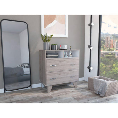 Organizador Malora Humo Y Blanco, Con Un Entrepaño Y Dos Cajones Multiusos