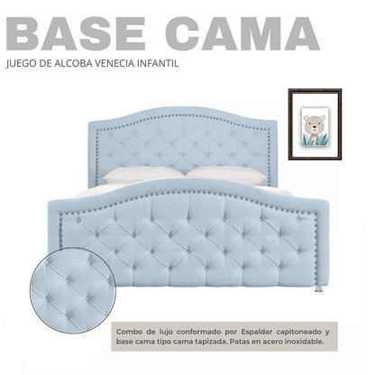Cama Semidoble Infantil Venecia  azul cielo