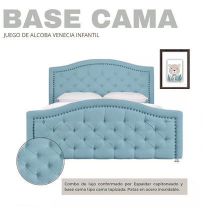Cama Semidoble Infantil Venecia  azul claro