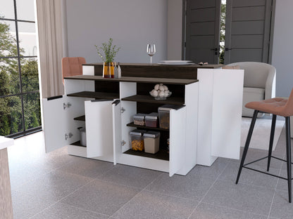 Barra De Cocina Hoprah Blanco Y Nogal
