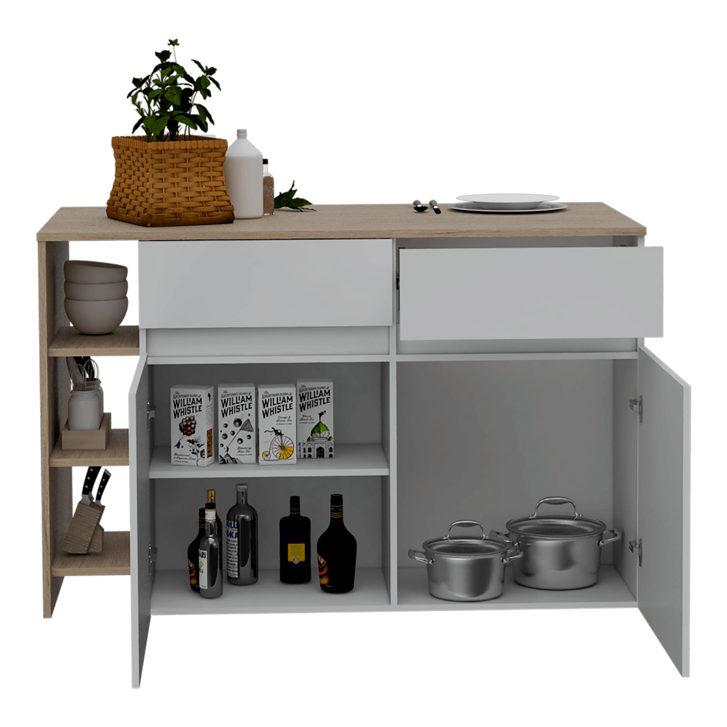Barra De Cocina Pylom Rovere Y Blanco