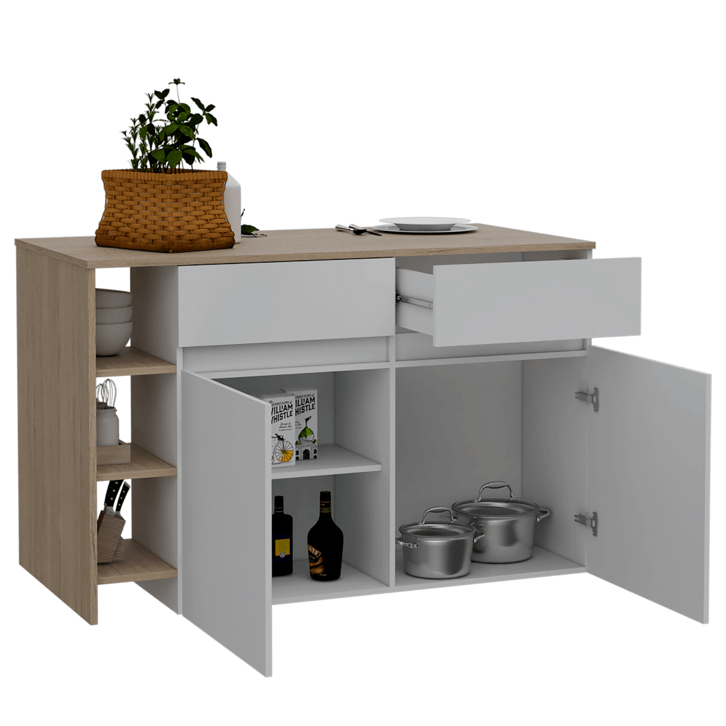 Barra De Cocina Pylom Rovere Y Blanco