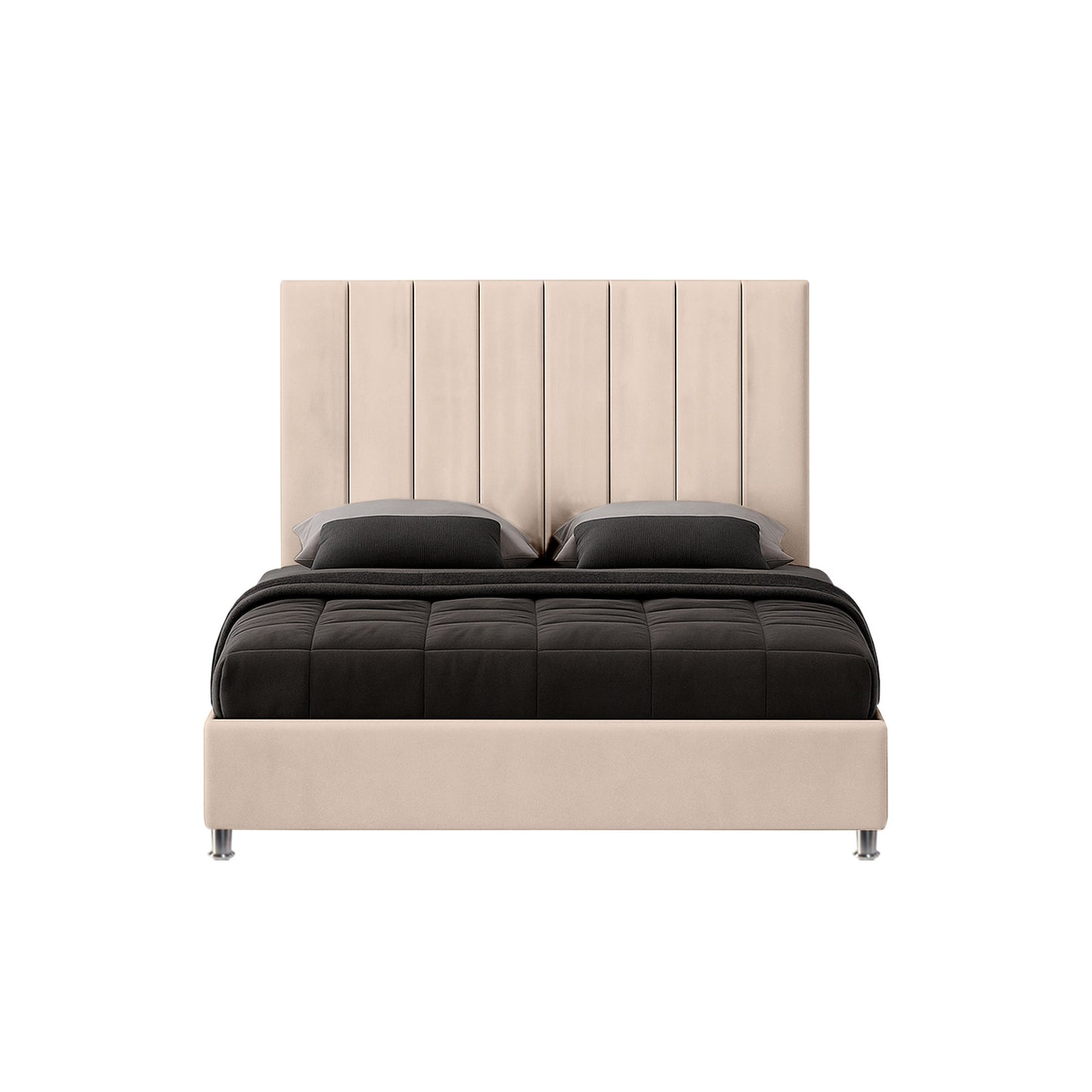 Base Cama Con Espaldar Sencillo Natura Beige