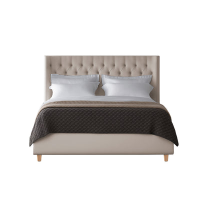 Base Cama Con Espaldar King Marfil Beige