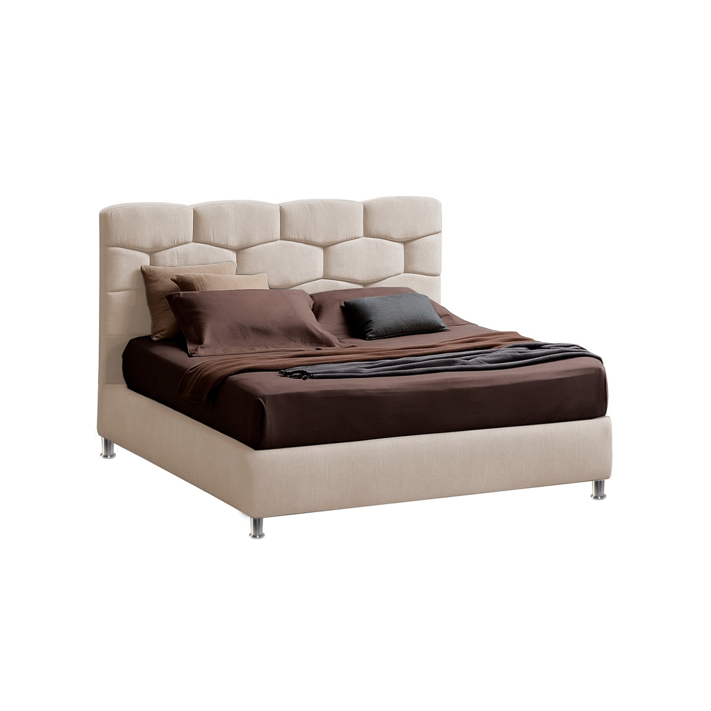 Base Cama con Espaldar + Colchon Doble Esmeralda  beige