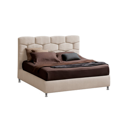 Base Cama con Espaldar + Colchon Doble Esmeralda  beige