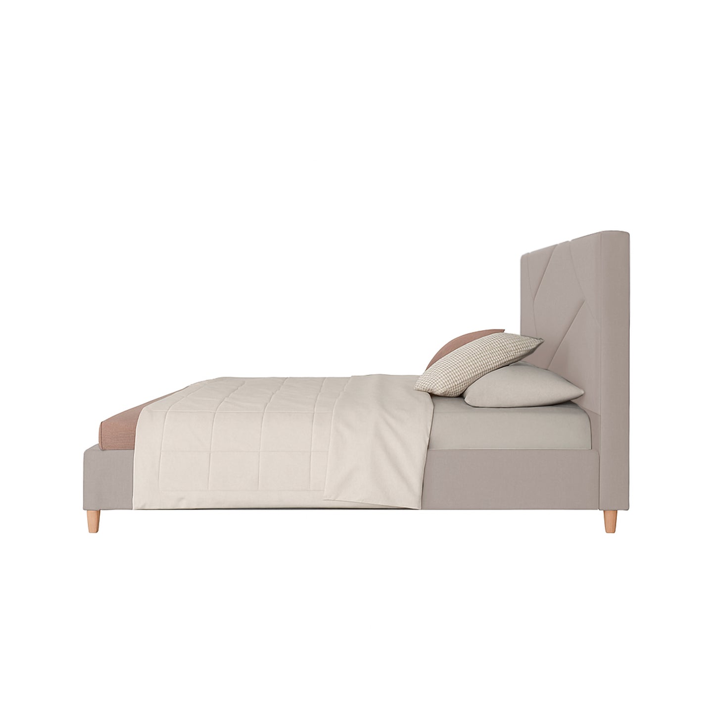 Base Cama Con Espaldar King Hampton Beige