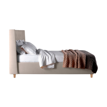 Base Cama con Espaldar + Colchon King Marfil  beige