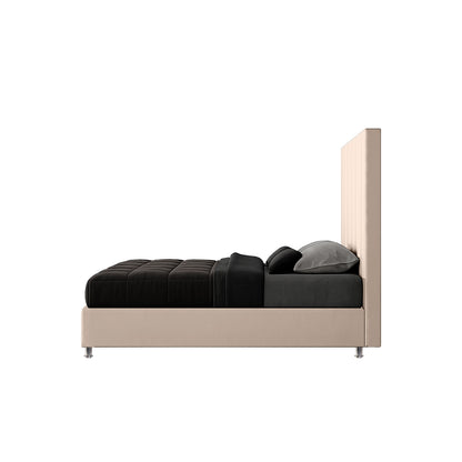 Base Cama con Espaldar + Colchon Doble Natura  beige