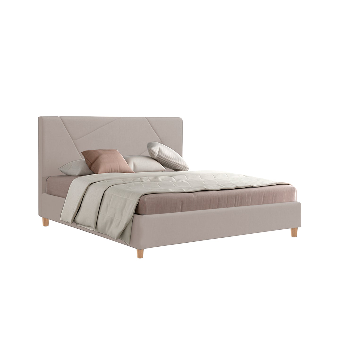 Base Cama Con Espaldar King Hampton Beige