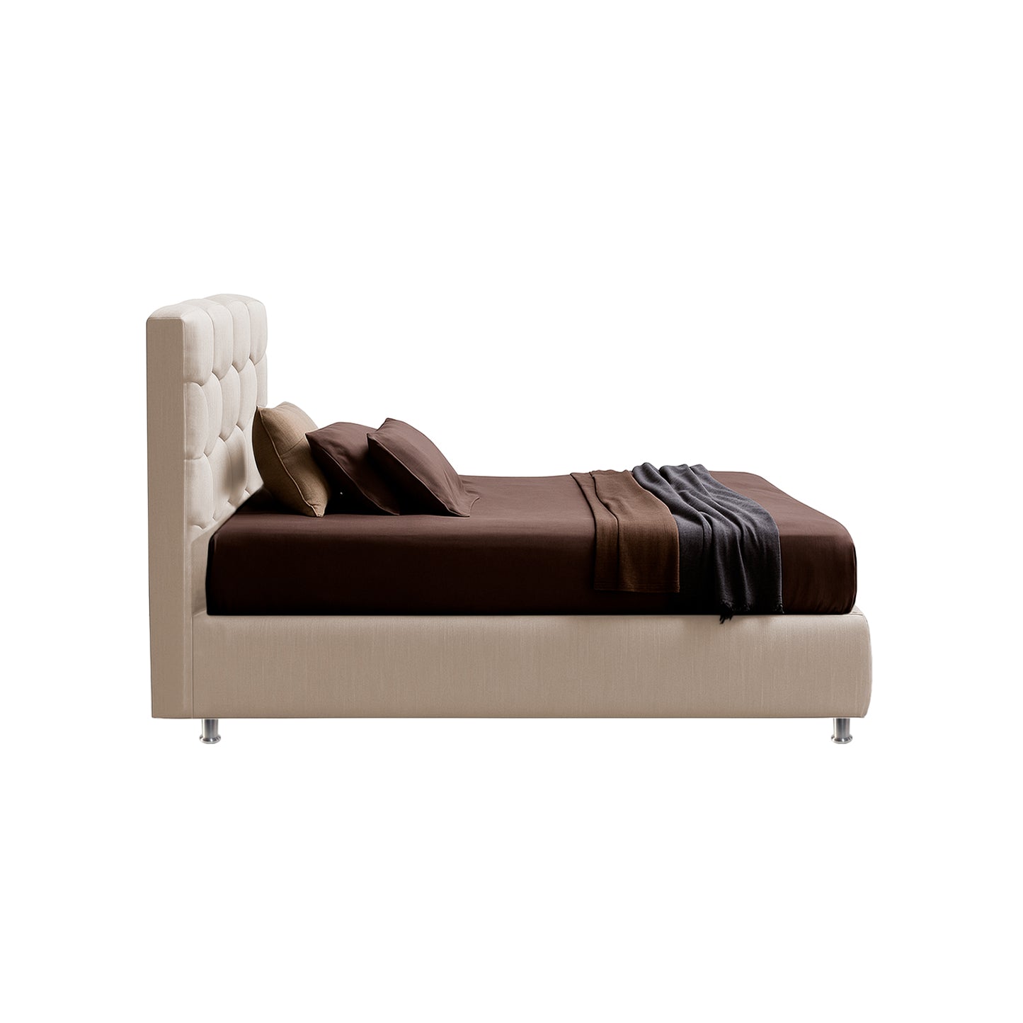 Base Cama con Espaldar + Colchon Doble Esmeralda  beige