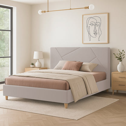 Base Cama Con Espaldar King Hampton Beige