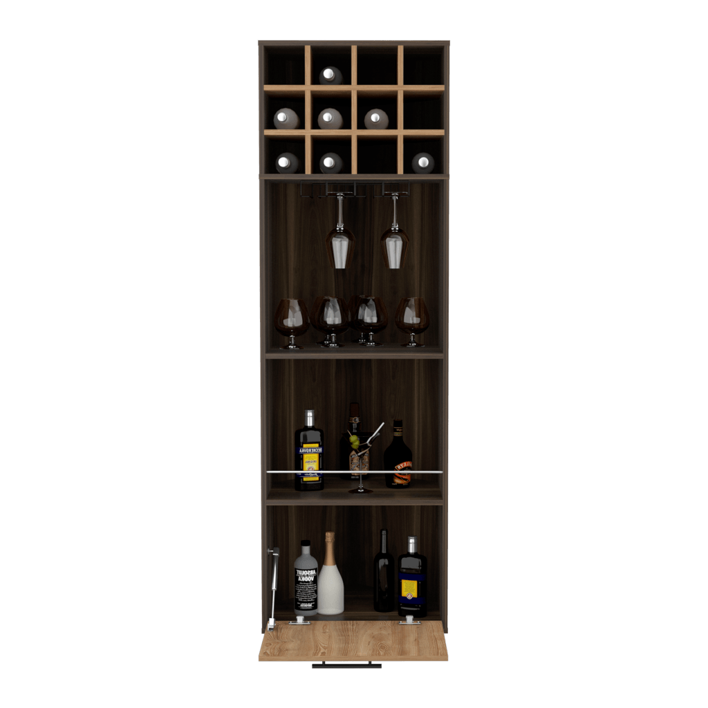 Bar Esquinero Seller, Caoba Y Miel, Con Una Puerta Abatible Y Espacio Porta Copas Hc