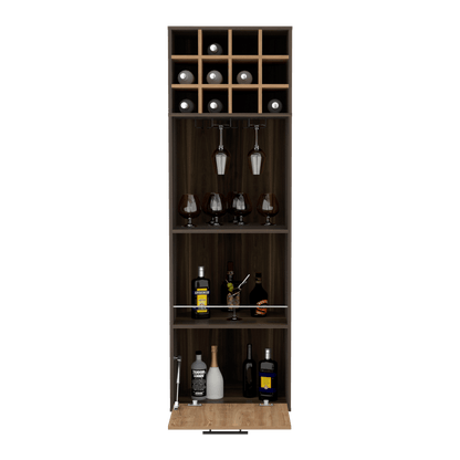 Bar Esquinero Seller, Caoba Y Miel, Con Una Puerta Abatible Y Espacio Porta Copas Hc