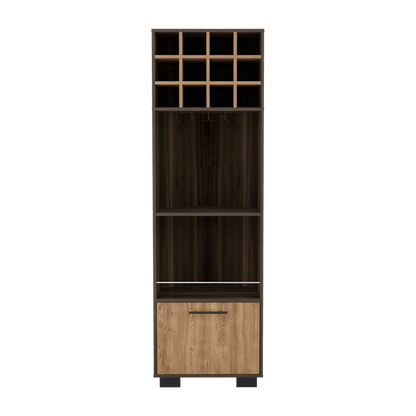 Bar Esquinero Seller, Caoba Y Miel, Con Una Puerta Abatible Y Espacio Porta Copas Hc
