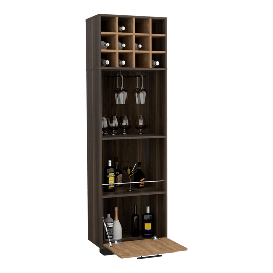Bar Esquinero Seller, Caoba Y Miel, Con Una Puerta Abatible Y Espacio Porta Copas Hc