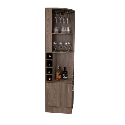 Bar Esquinero Mirari, Chocolate, Con Dos Puertas Y Espacio Porta Copas