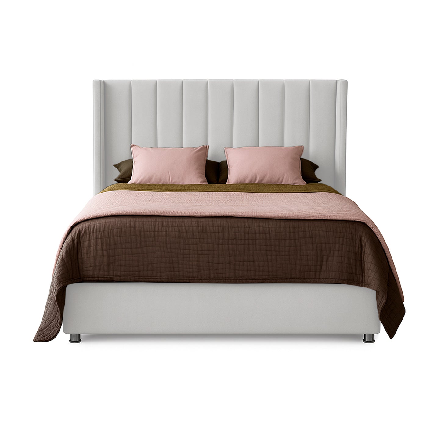Base Cama con Espaldar + Colchon + Puff Baul Doble Julieta  blanco