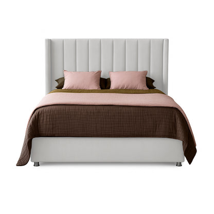 Base Cama con Espaldar + Colchon + Puff Baul Semidoble Julieta  blanco