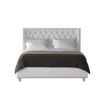 Base Cama con Espaldar + Colchon King Marfil  blanco