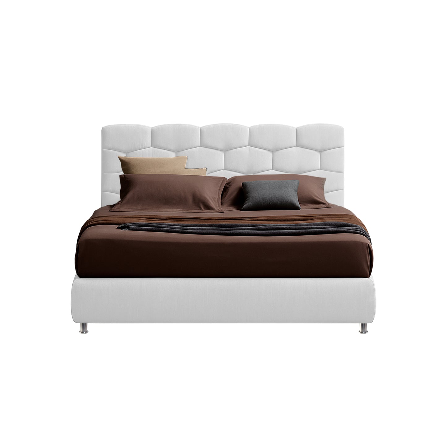 Base Cama con Espaldar + Colchon Doble Esmeralda  blanco