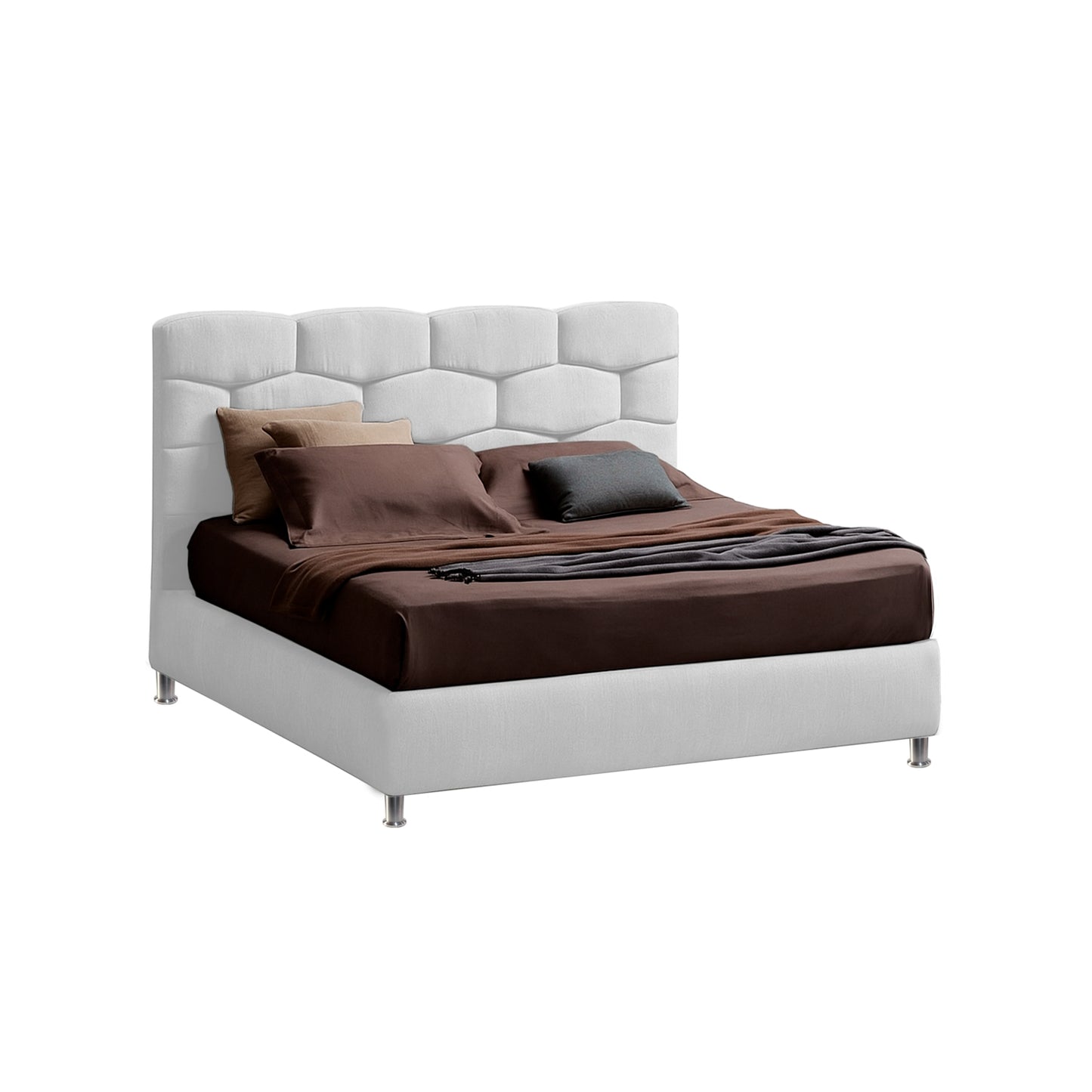 Base Cama con Espaldar + Colchon Doble Esmeralda  blanco