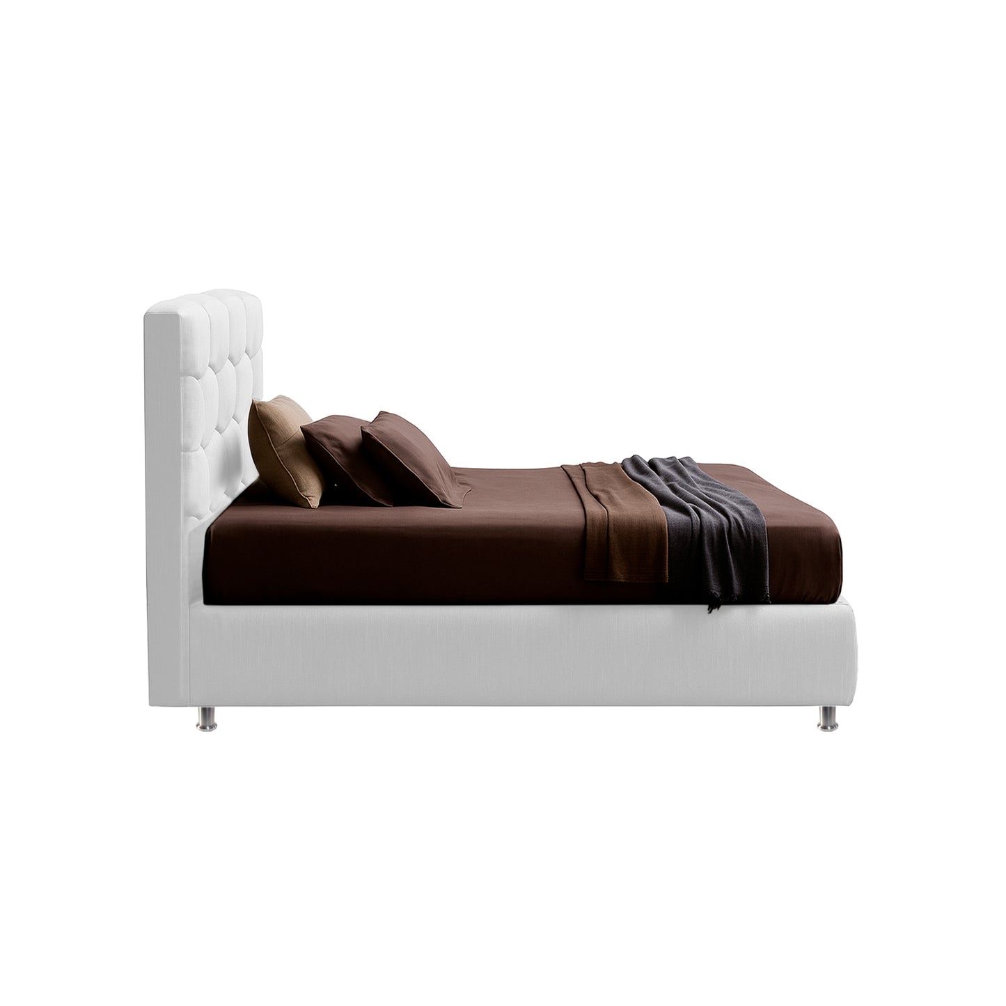 Base Cama con Espaldar + Colchon Doble Esmeralda  blanco