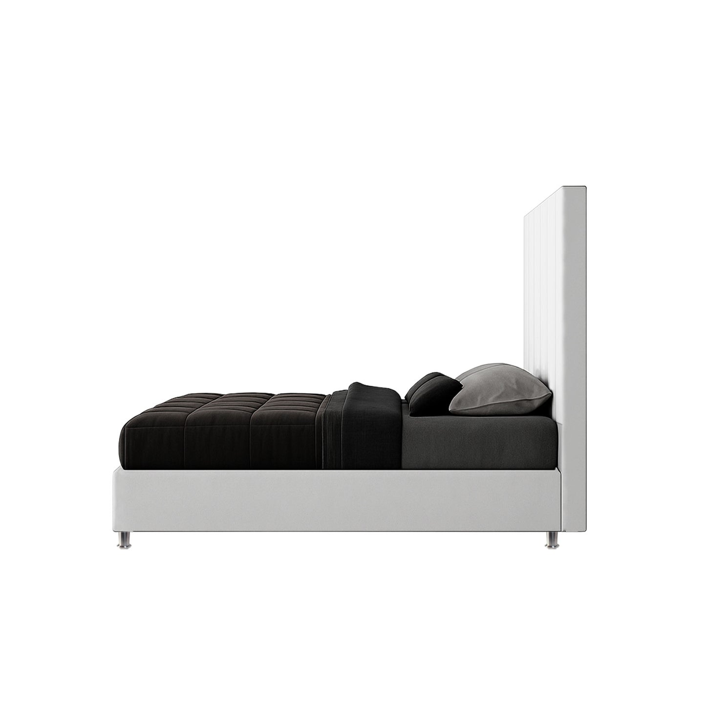 Base Cama con Espaldar + Colchon Doble Natura  blanco