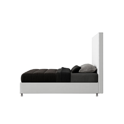 Base Cama con Espaldar + Colchon Doble Natura  blanco