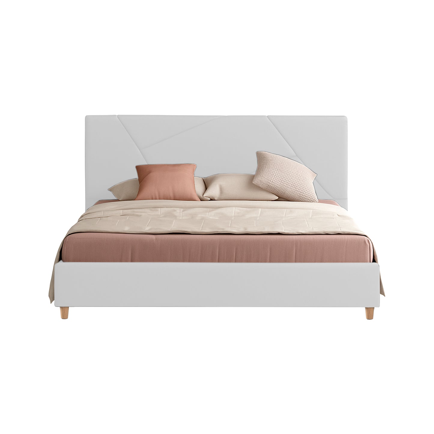 Base Cama Con Espaldar Queen Hampton Blanco