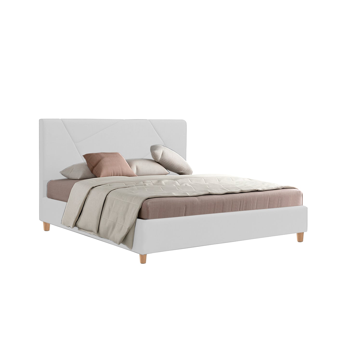 Base Cama Con Espaldar Queen Hampton Blanco