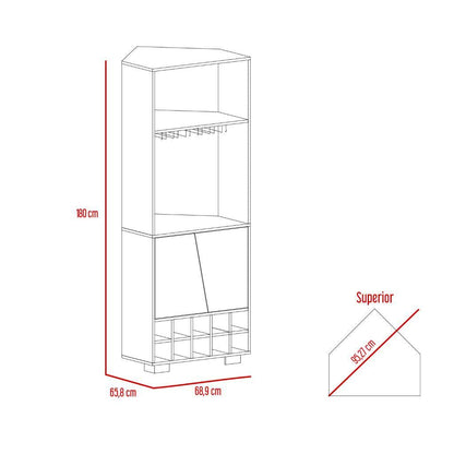 Bar Esquinero Surus, Caoba Y Miel, Con Espacio Para Botellas Y Porta Copas