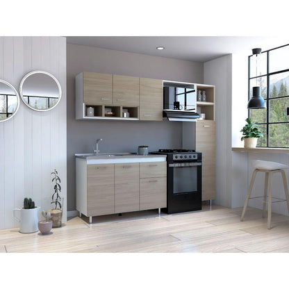 Cocina Integral Amirel Nacar Y Blanco Con Mesón Izquierdo