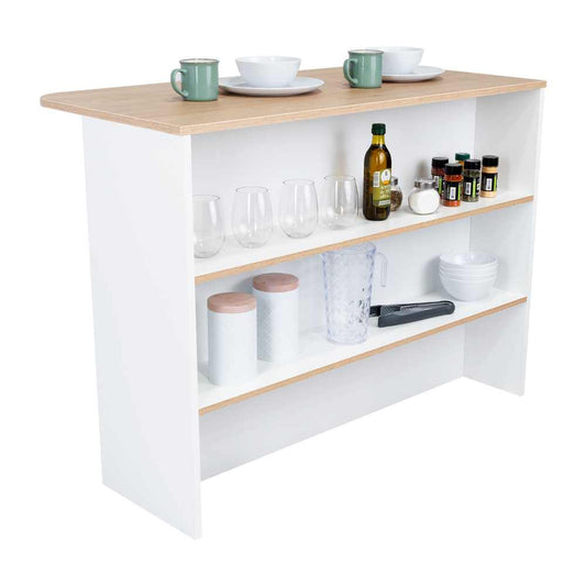 Barra De Cocina Nimora Blanco Y Rovere