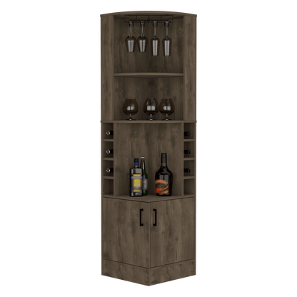 Bar Esquinero Tavari, Nogal, Con Amplio Espacio De Almacenamiento Y Porta Copas