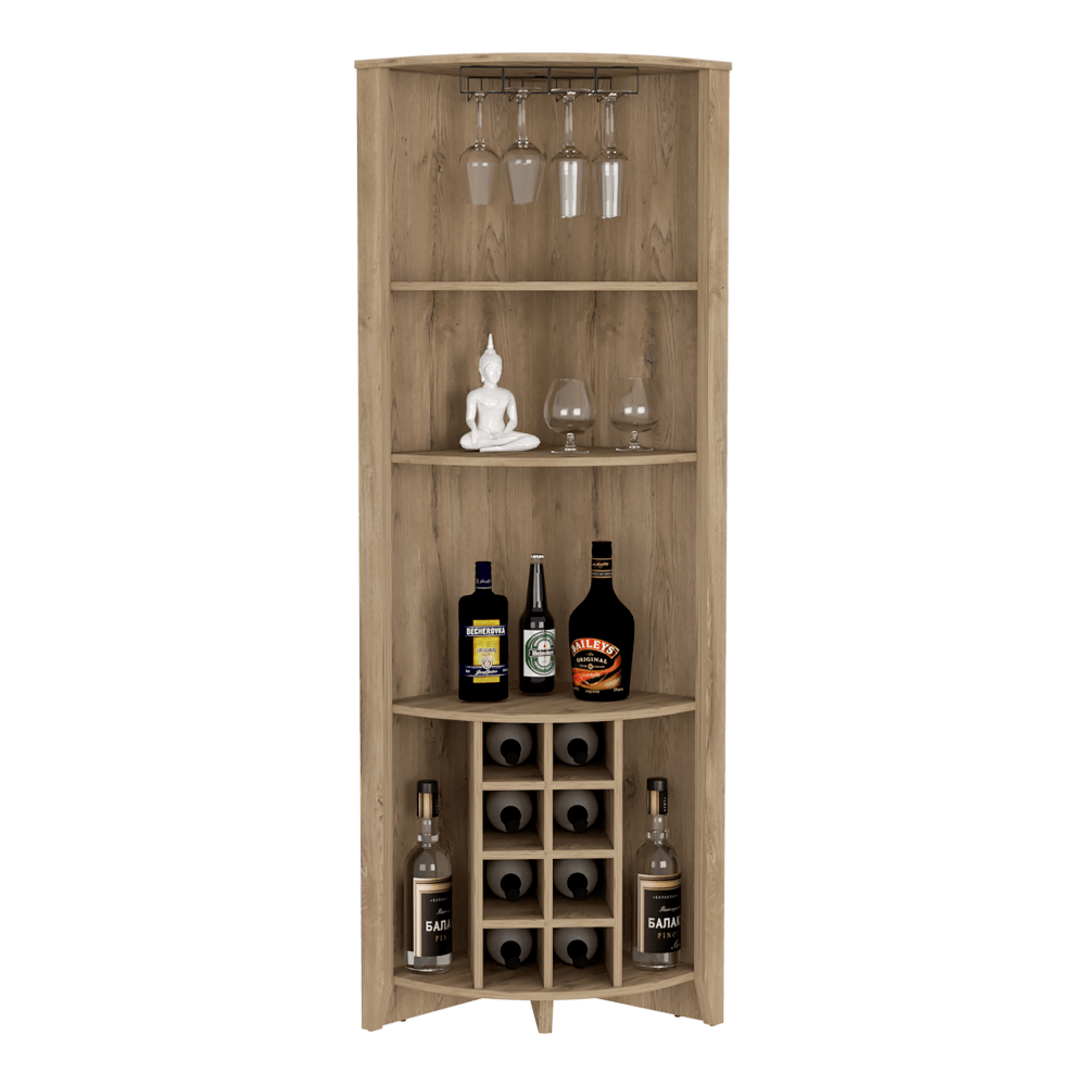 Bar Esquinero Minexa, Macadamia, Con Amplio Espacio De Almacenamiento Y Porta Copas