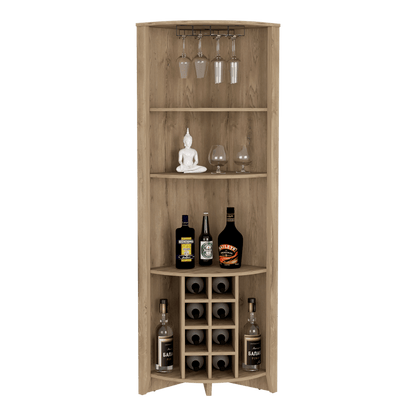Bar Esquinero Minexa, Macadamia, Con Amplio Espacio De Almacenamiento Y Porta Copas