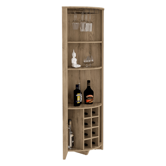 Bar Esquinero Minexa, Macadamia, Con Amplio Espacio De Almacenamiento Y Porta Copas