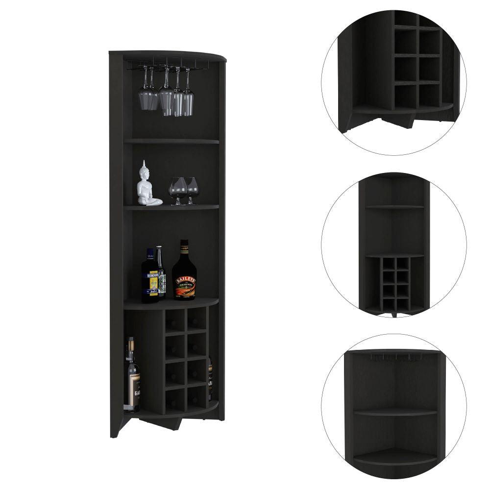 Bar Esquinero Minexa, Wengue, Con Amplio Espacio De Almacenamiento Y Porta Copas