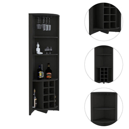 Bar Esquinero Minexa, Wengue, Con Amplio Espacio De Almacenamiento Y Porta Copas
