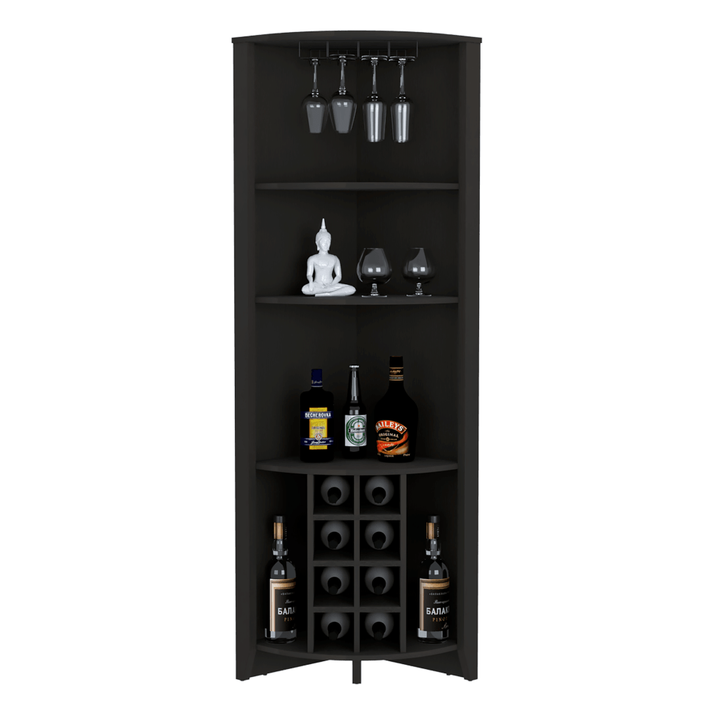 Bar Esquinero Minexa, Wengue, Con Amplio Espacio De Almacenamiento Y Porta Copas