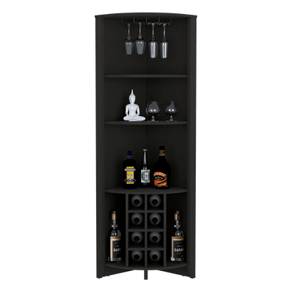 Bar Esquinero Minexa, Wengue, Con Amplio Espacio De Almacenamiento Y Porta Copas