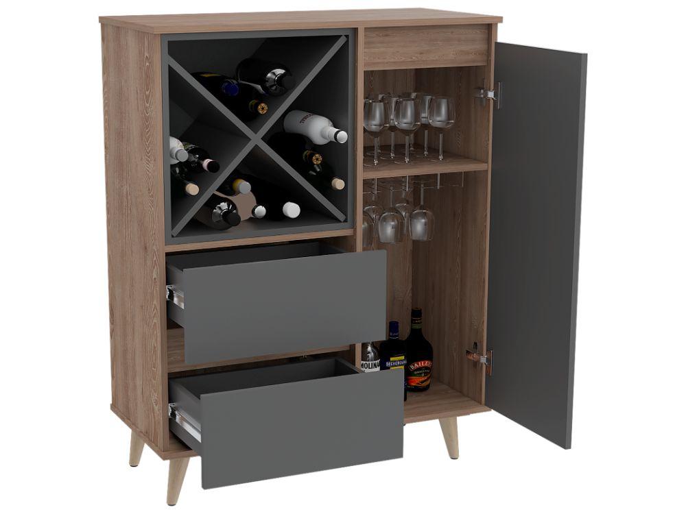 Mueble Bar Jureli  Miel Y Plomo