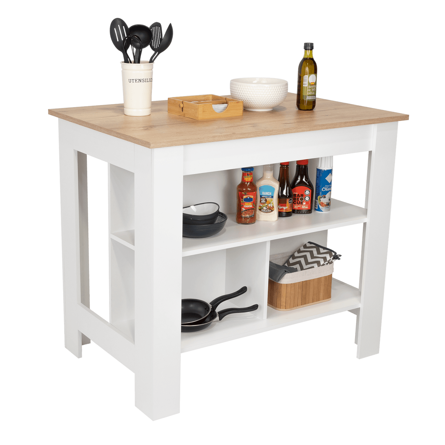 Barra De Cocina Serima Blanco Y  Duna
