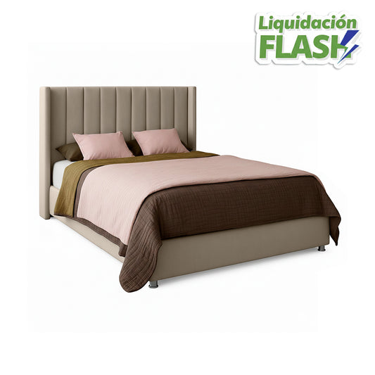 Base Cama Con Espaldar Doble Julieta Beige