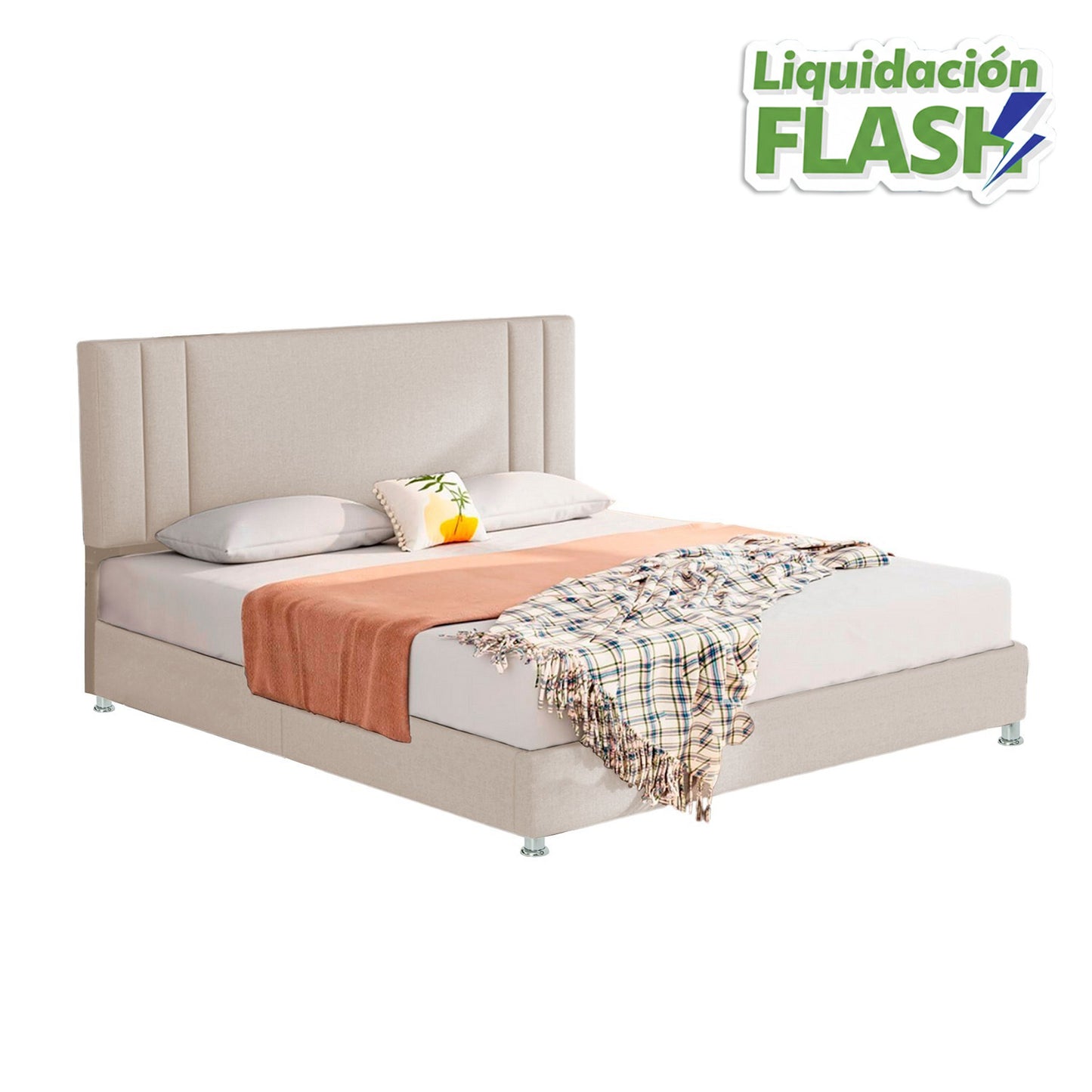 Base Cama Con Espaldar Doble Lupe Beige