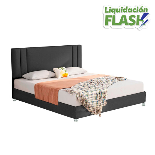 Base Cama Con Espaldar Doble Lupe Gris Plomo