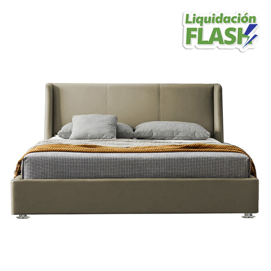 Base Cama Con Espaldar Doble Mousai Taupe
